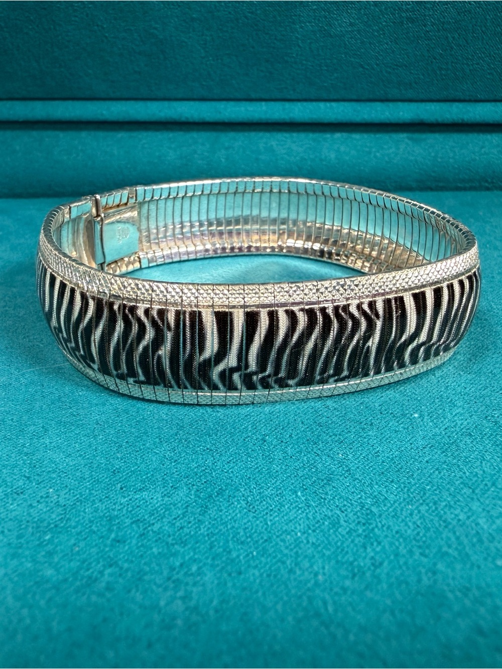 Vintage Milor Italy Stainless Steel Zebra Pattern Bracelet